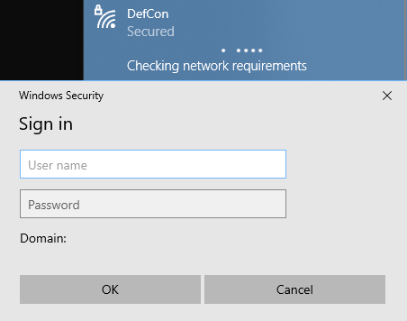 Windows: enter the username and password you registered